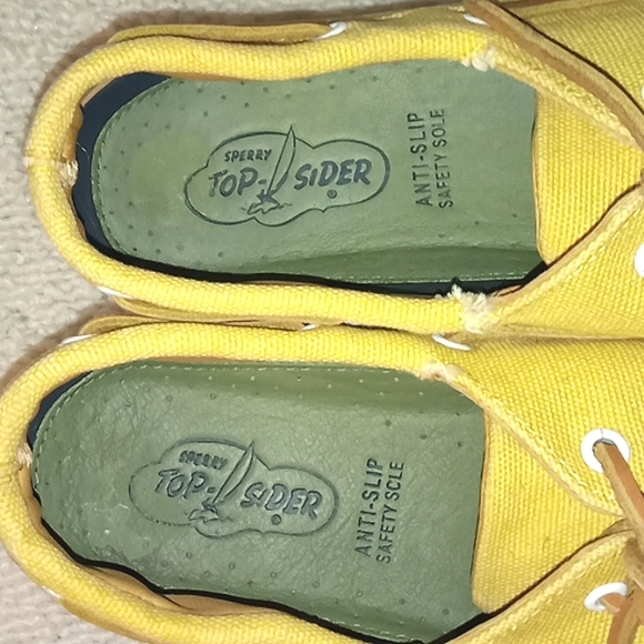 Mens Yellow Sperry Top Slider canvas style boat Shoe, - Picture 5 of 7